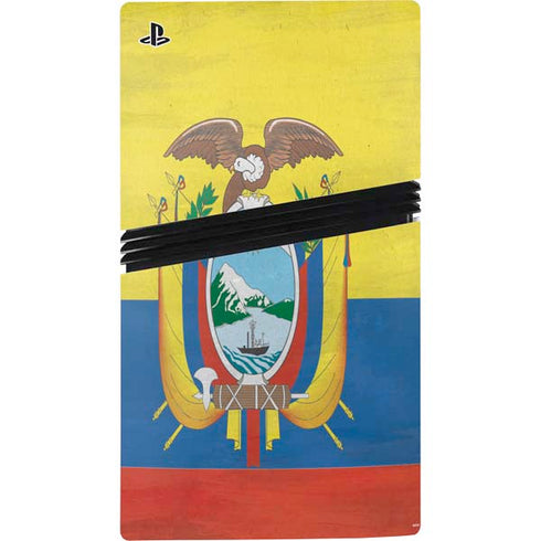 Ecuador Flag Distressed PS5 Pro Disk Console Skin